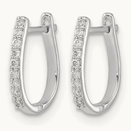 Diamond Hinged Hoop Earrings, 14K White Gold