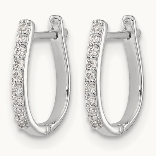 Diamond Hinged Hoop Earrings, 14K White Gold
