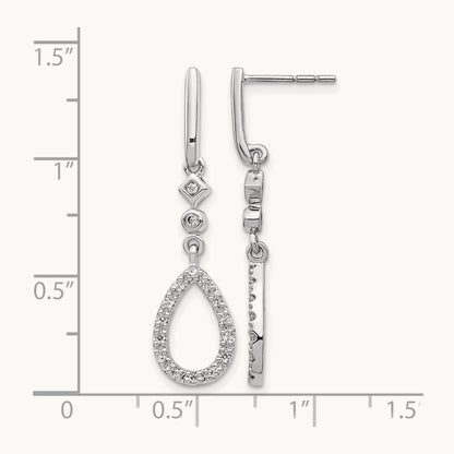 Diamond Teardrop Earrings — 14K White Gold, 35mm