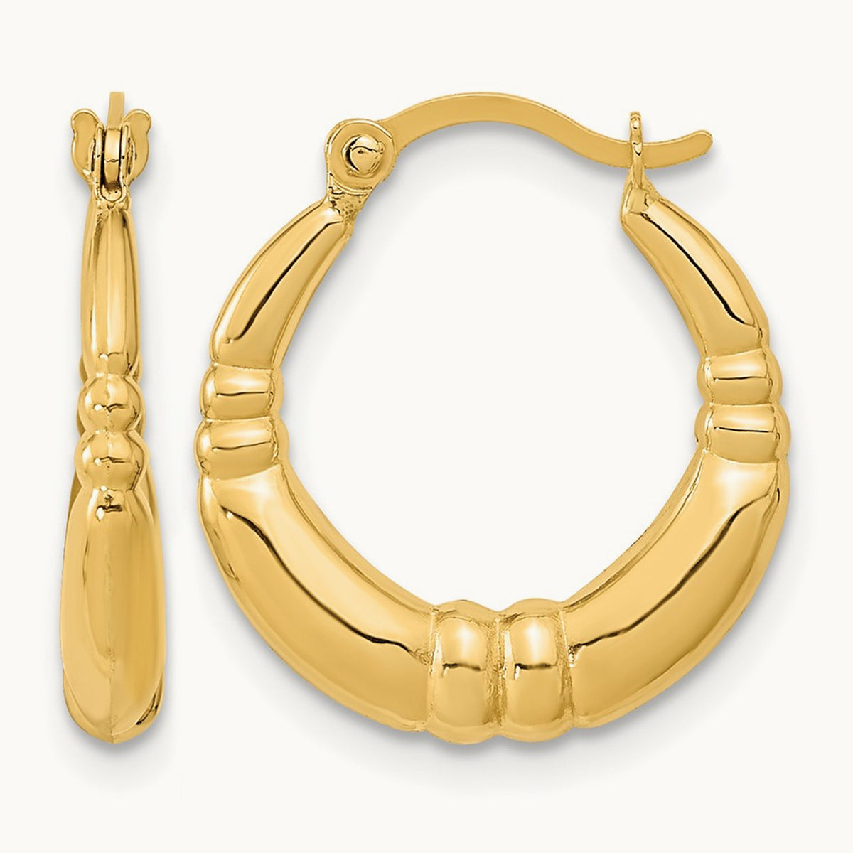 Polished Hoop Earrings, 14K