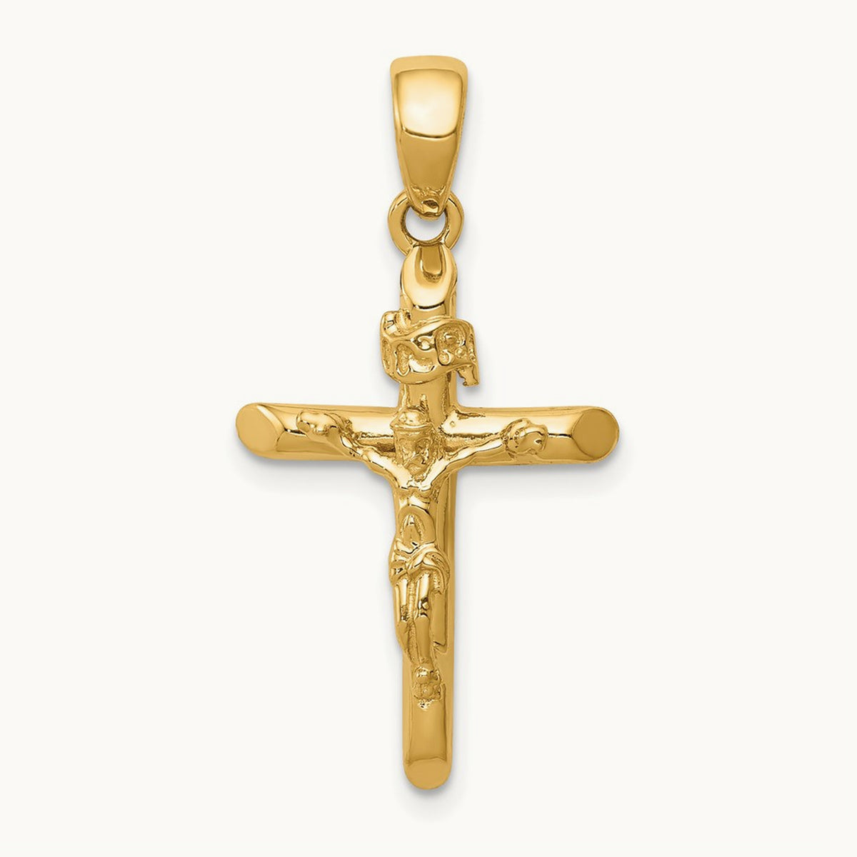 Polished Crucifix Cross Pendant, 14K