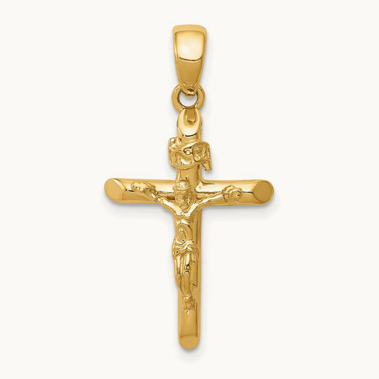 Polished Crucifix Cross Pendant, 14K