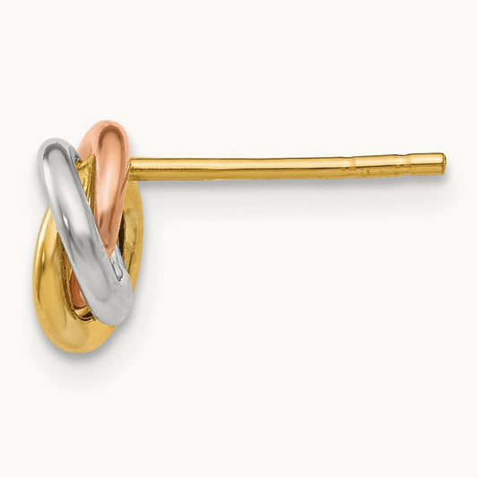 Single 14k Tri-color Twisted Knot Post Earring