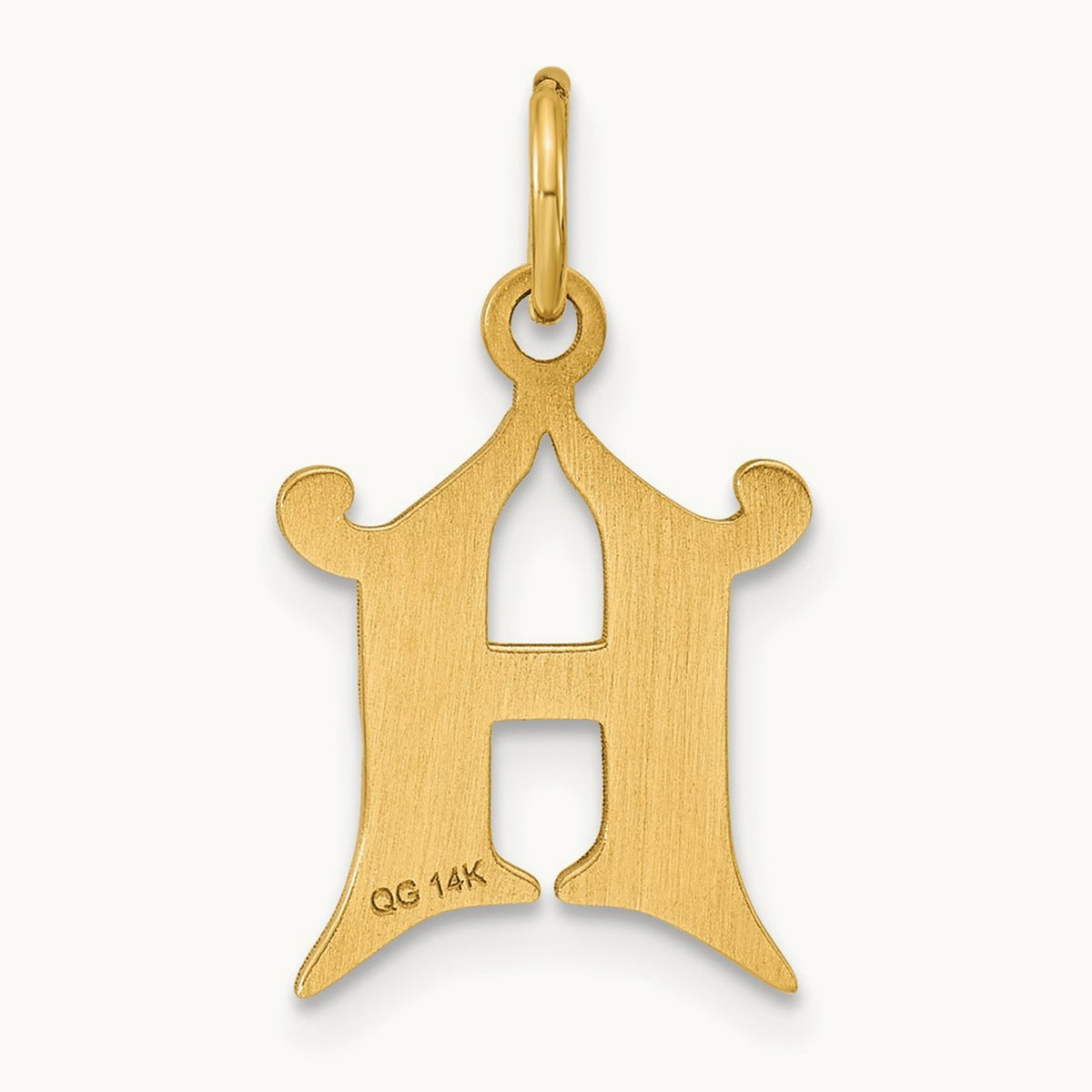 Diamond-cut Initial Charm — 14K Yellow Gold, H