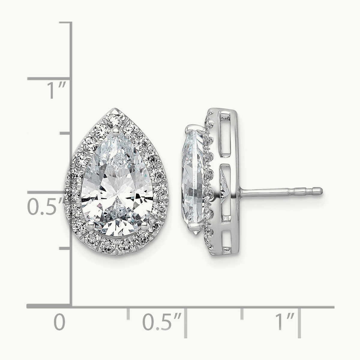Pear Halo Post Earrings, 1.25-6.75 ct tw Lab-Grown Diamond — 6 3/4 ct, VS (Best) · Certified, 14K White Gold