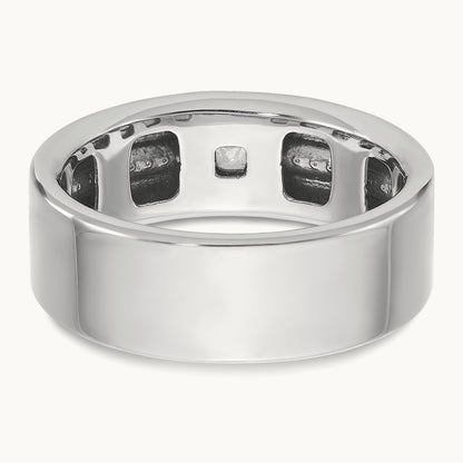 IBGoodman Men's Polished and Satin AA Diamond Ring, 14K White Gold