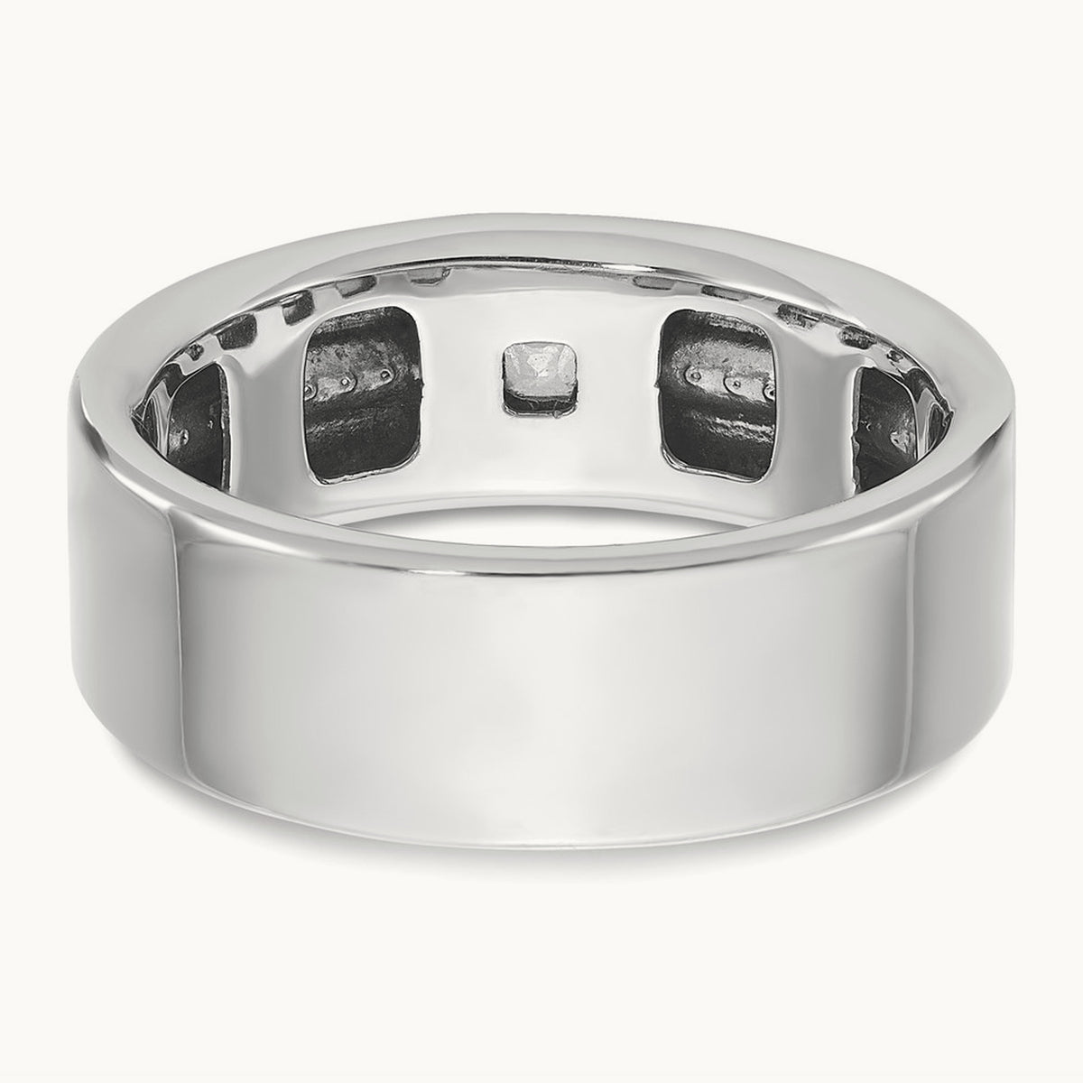 IBGoodman Men's Polished and Satin AA Diamond Ring, 14K White Gold