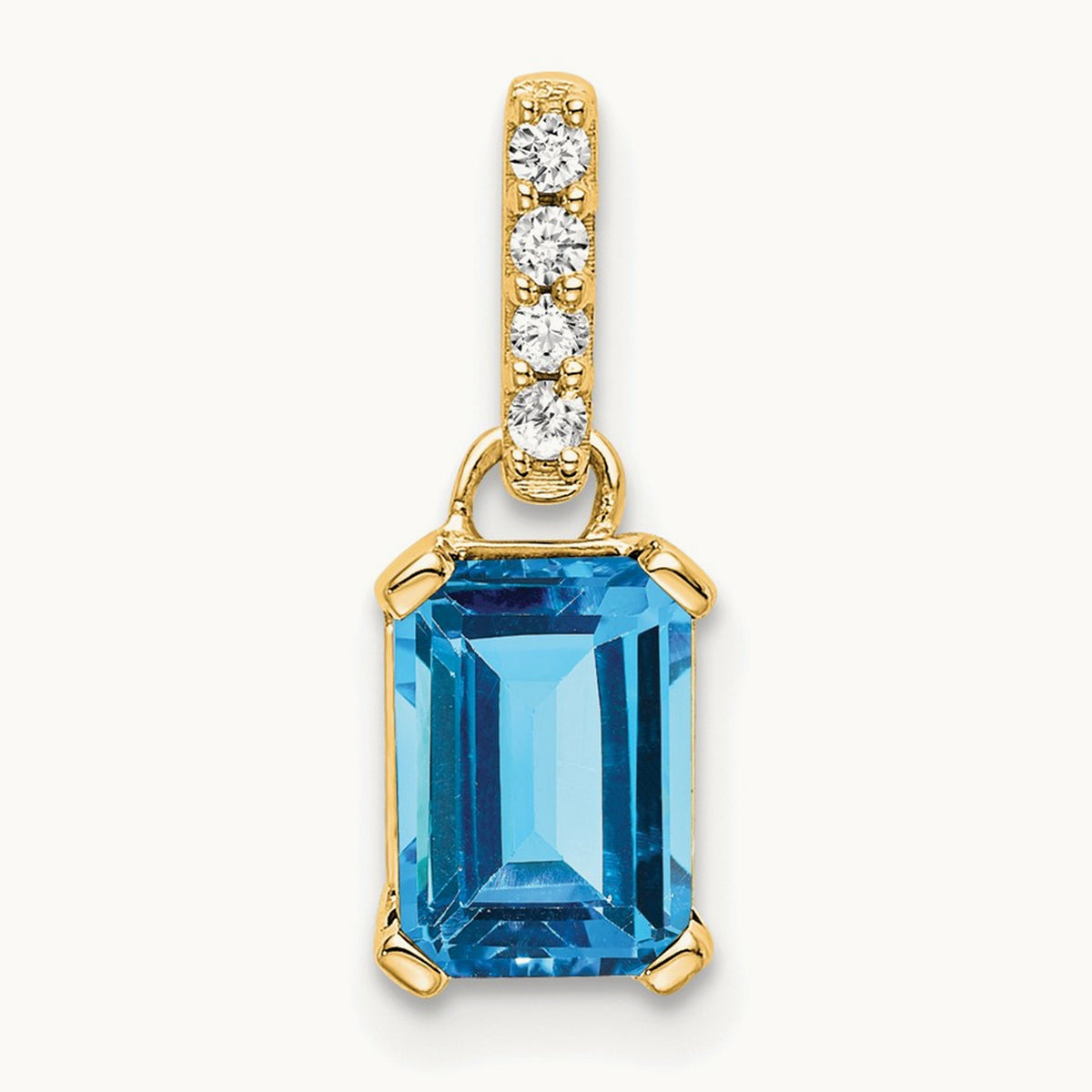 Blue Topaz and Diamond Pendant — 14K Yellow Gold