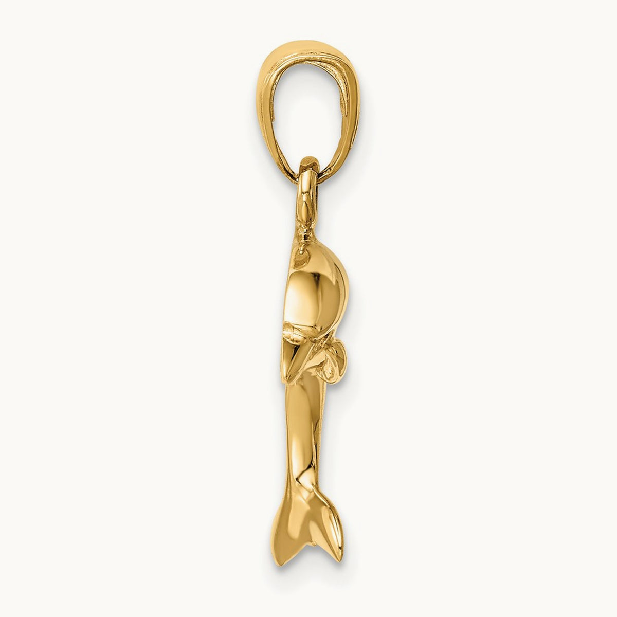 Jumping Dolphin Pendant — 14K Yellow Gold, 24mm