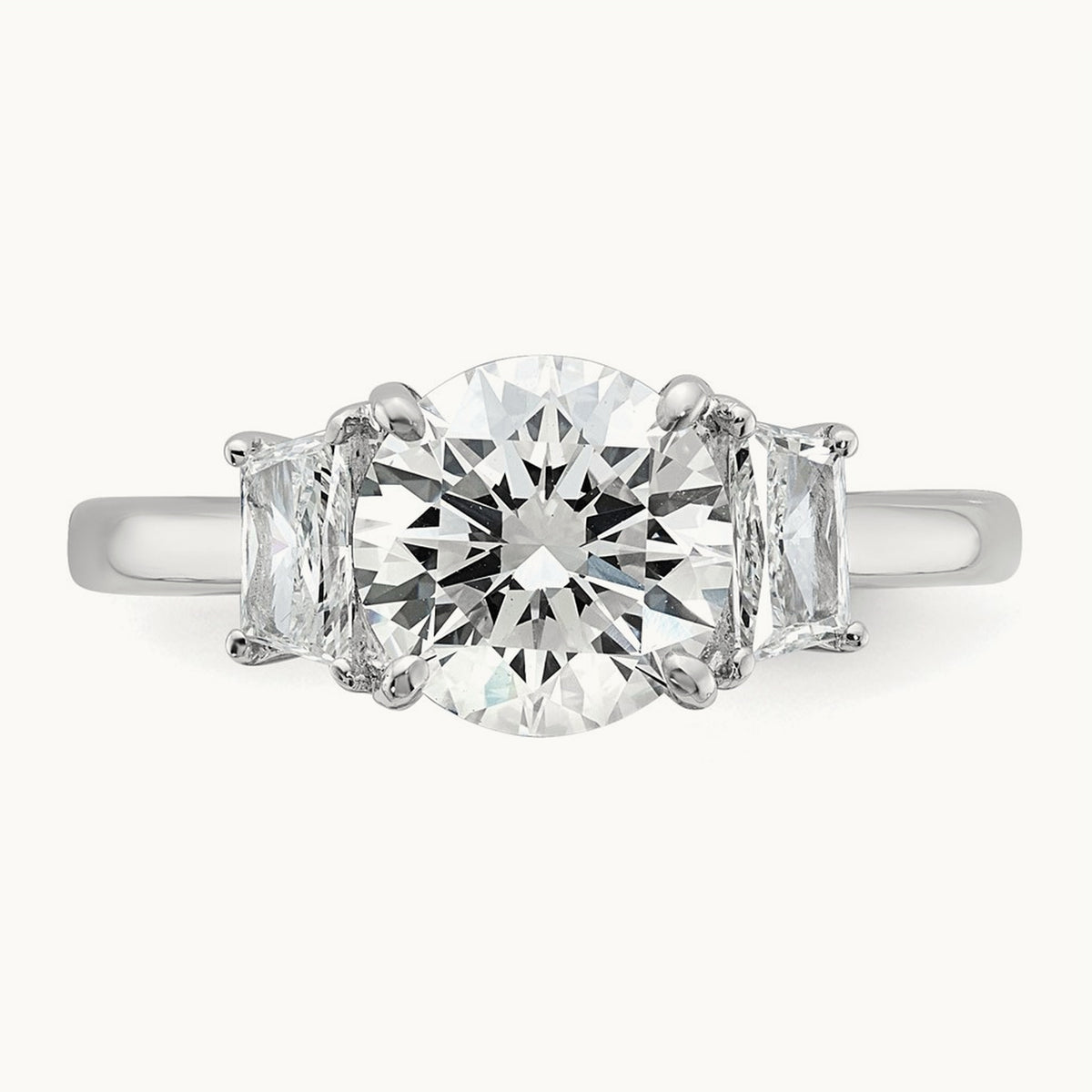 Trapezoid Sidestones Engagement Ring, 0.25-3.75 ct tw Lab-Grown Diamond — 2 1/2 ct, VS (Best) · Certified, 14K White Gold