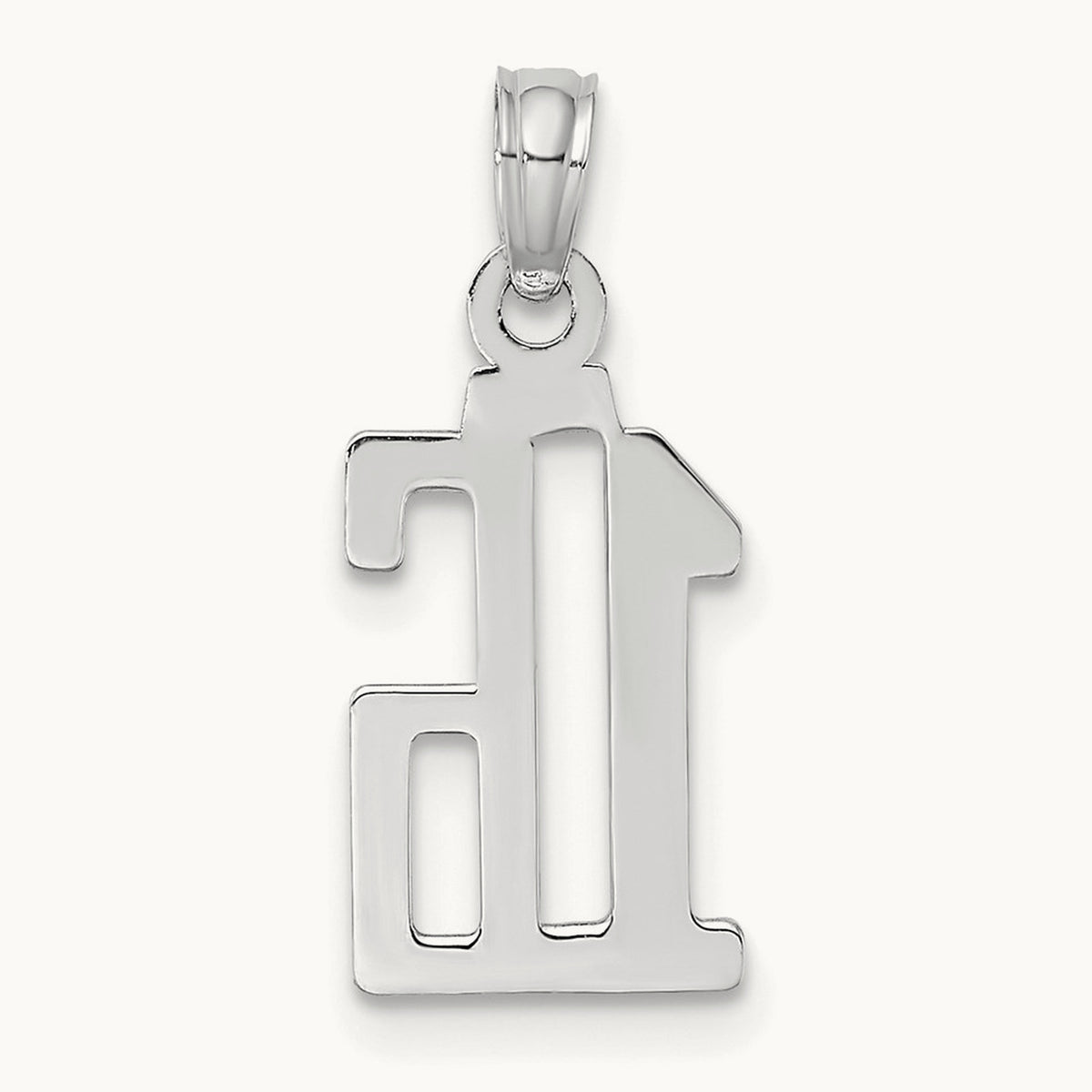 Polished Number 16 Pendant — 14K White Gold