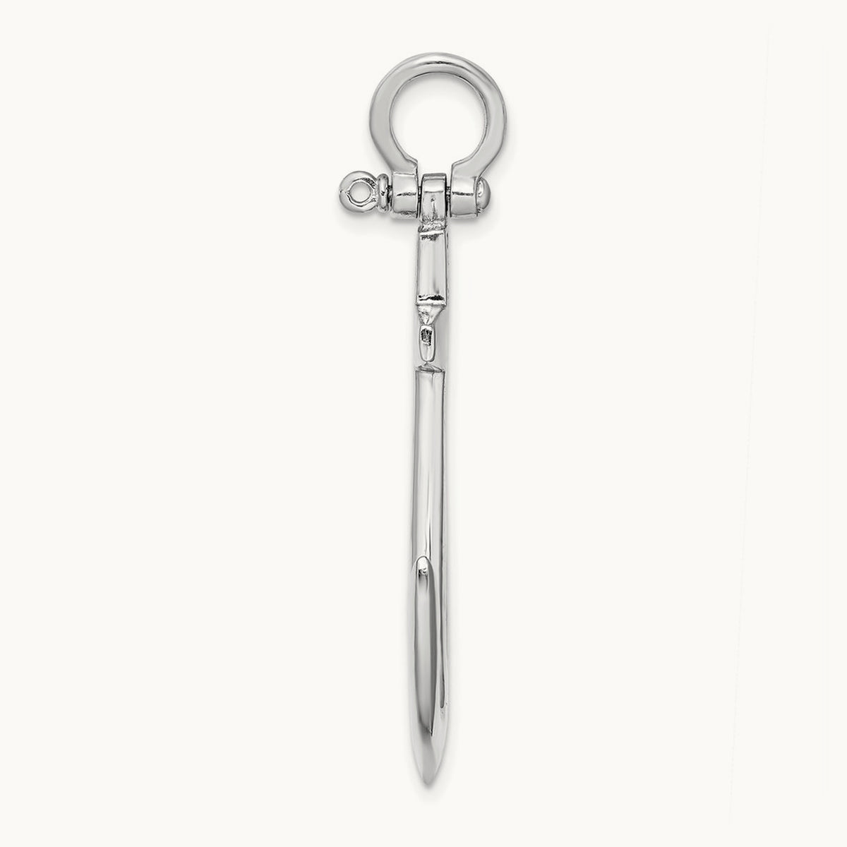 3-D Polished Large Anchor with Shackle Bail Charm — 14K White Gold