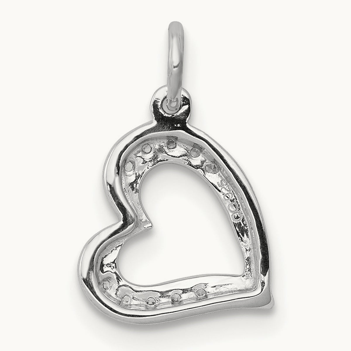 1/20ct. Diamond Curved Heart Charm, 14K White Gold