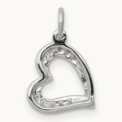 1/20ct. Diamond Curved Heart Charm, 14K White Gold