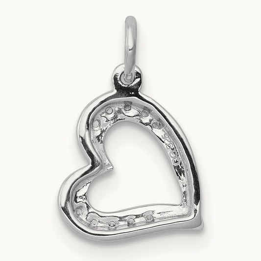 1/20ct. Diamond Curved Heart Charm, 14K White Gold