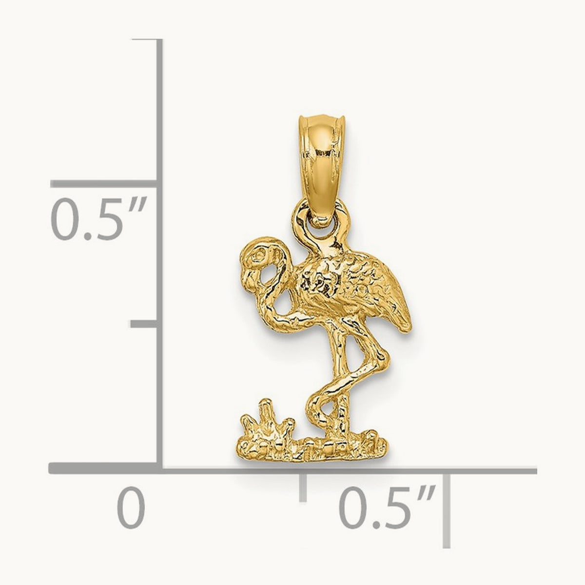 Mini Flamingo Charm, 14K