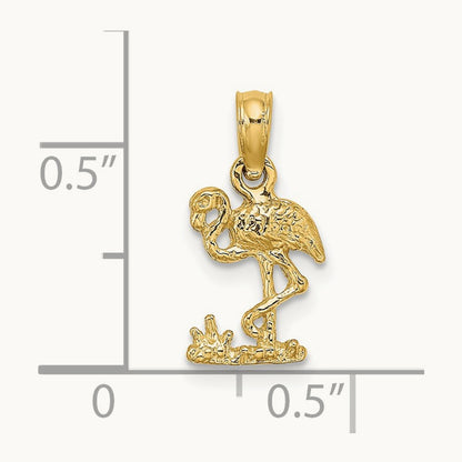 Mini Flamingo Charm, 14K