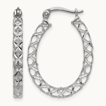 Polished D/C Hollow Hoop Earrings, 14K White Gold — Leslie's