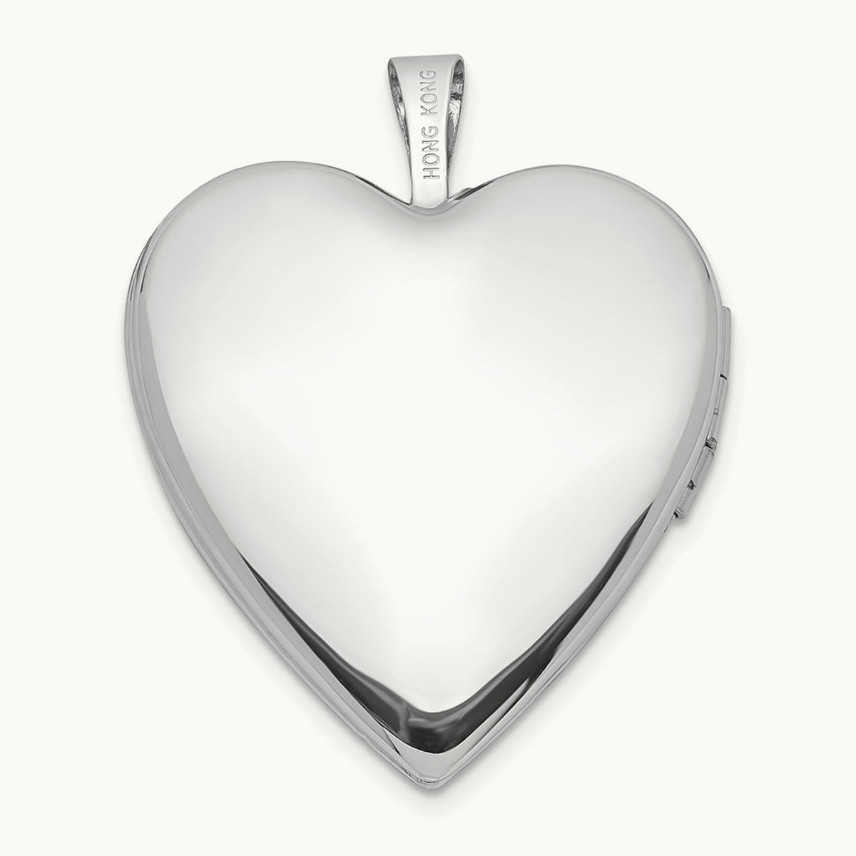 Diamond Polished and Satin Heart Locket — 14K White Gold