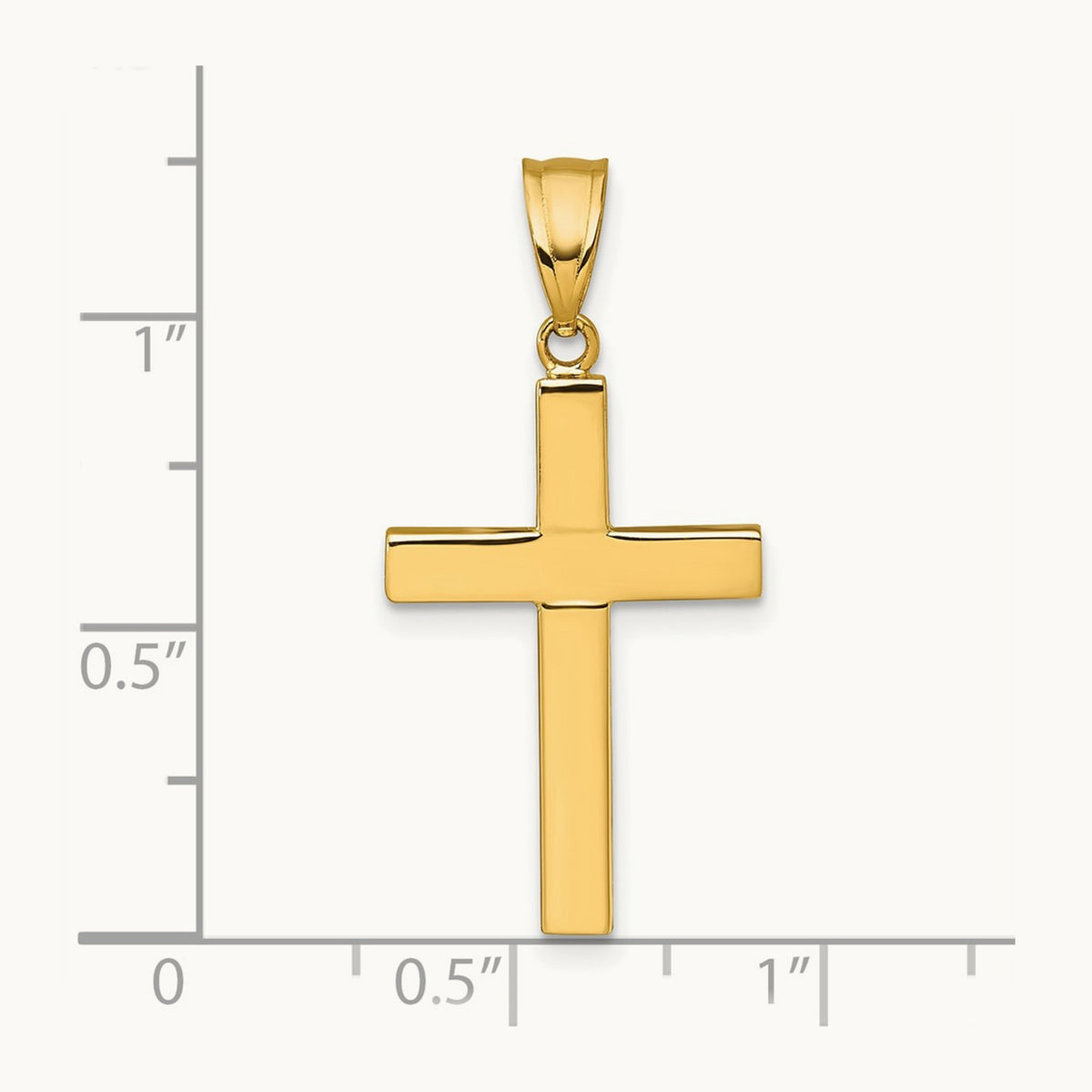 Polished Hollow Cross Pendant, 14K