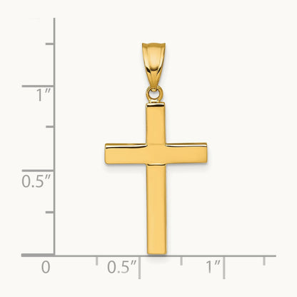Polished Hollow Cross Pendant, 14K
