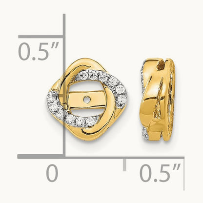 Twisted Diamond Jacket Earrings, 14K Yellow Gold