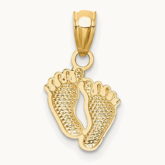 Small Feet Pendant, 14K