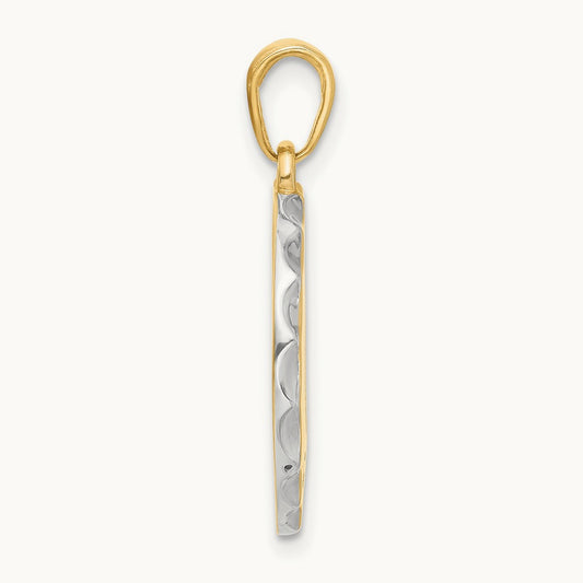 It's A Girl! Disc Pendant, 14K with White Rhodium