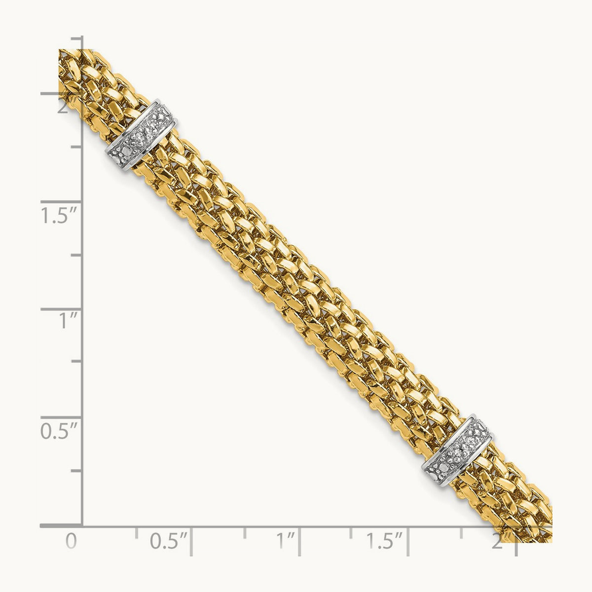 7.25in .05ct Completed Polished Diamond & Mesh Bracelet, 14K Two-tone