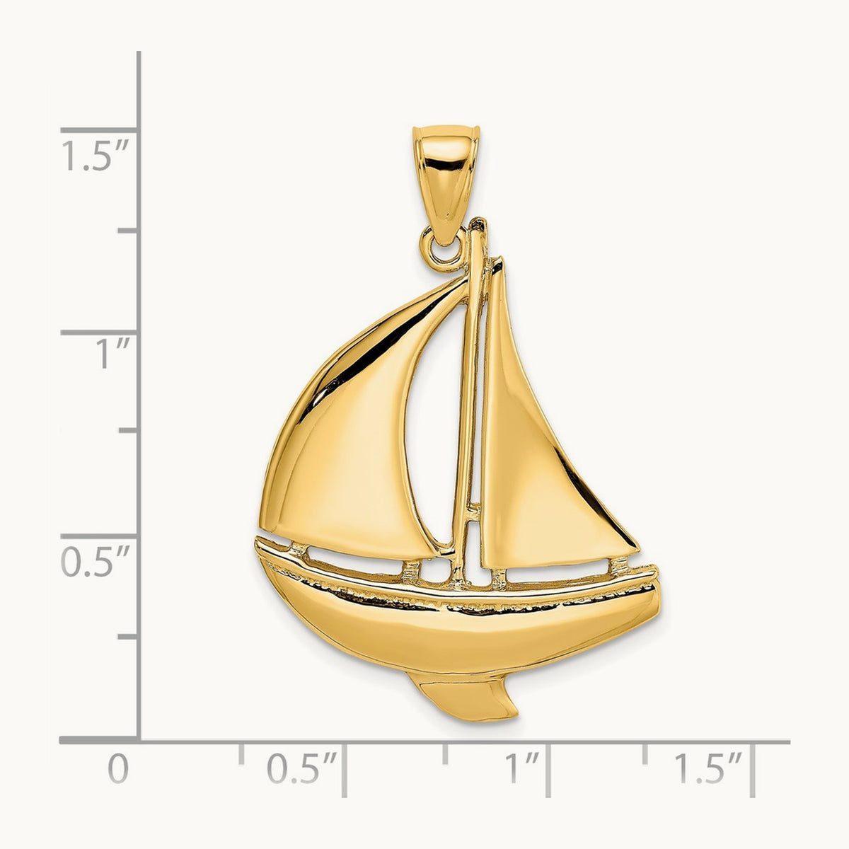 2-D Polished Sailboat Charm — 38.7mm