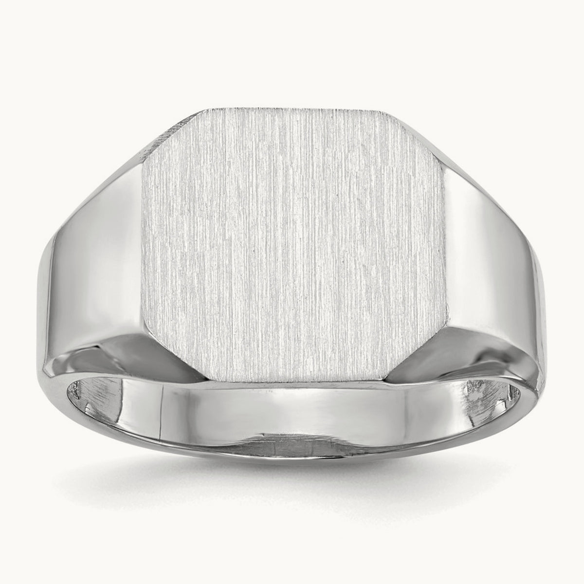 12.5x11. Open Back Signet Ring, 5mm, 14K White Gold