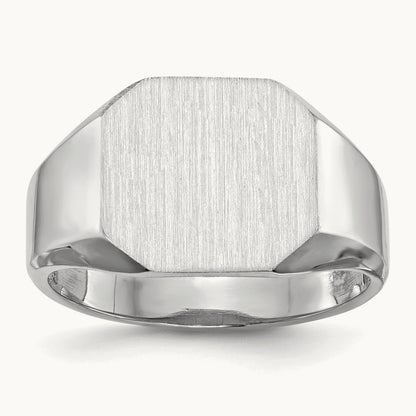12.5x11. Open Back Signet Ring, 5mm, 14K White Gold