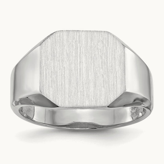 12.5x11. Open Back Signet Ring, 5mm, 14K White Gold