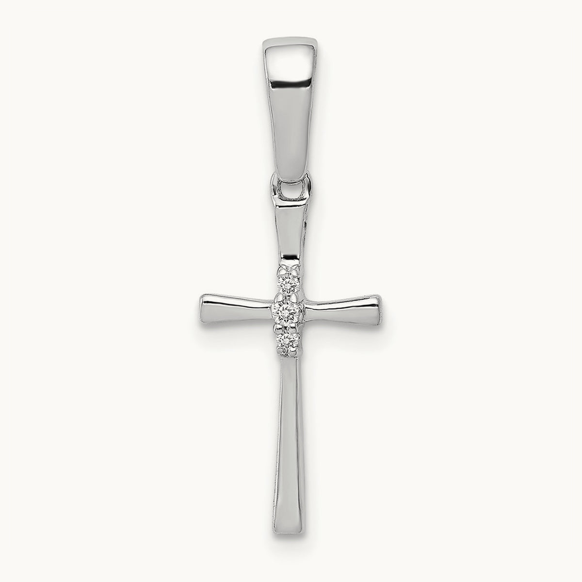 .02ct. Diamond Cross Pendant, 14K White Gold