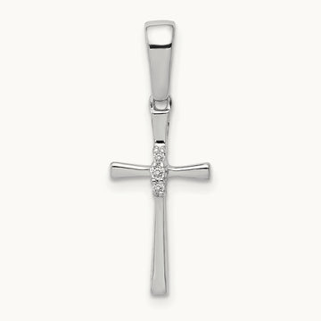 .02ct. Diamond Cross Pendant, 14K White Gold