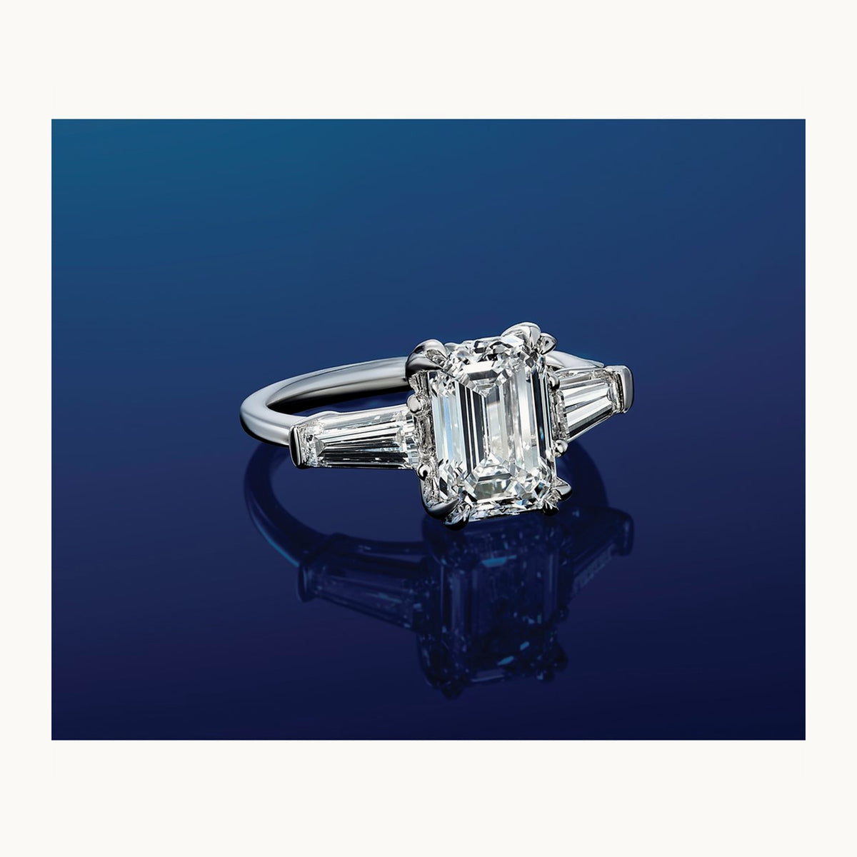 Emerald Center Semi-Mount Engagement Ring — 14K White Gold, 1/2 ct, 7
