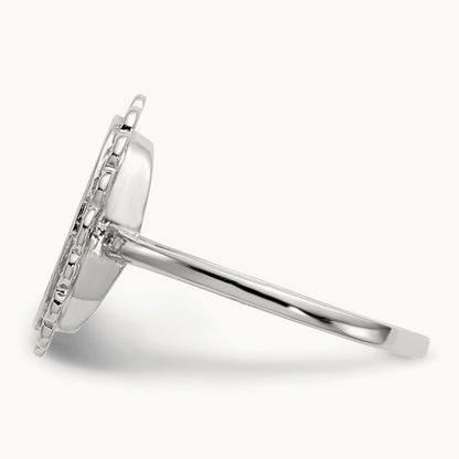 9.0x11. Open Back Signet Ring, 5mm, 14K White Gold