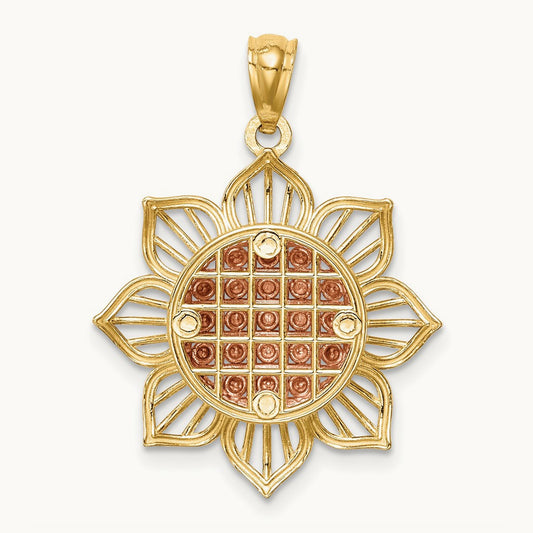 D/C Sunflower Pendant, 14K Two-tone