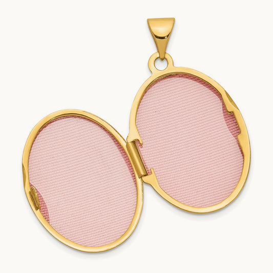 Scroll Heart Design Oval Locket, 14K Yellow Gold