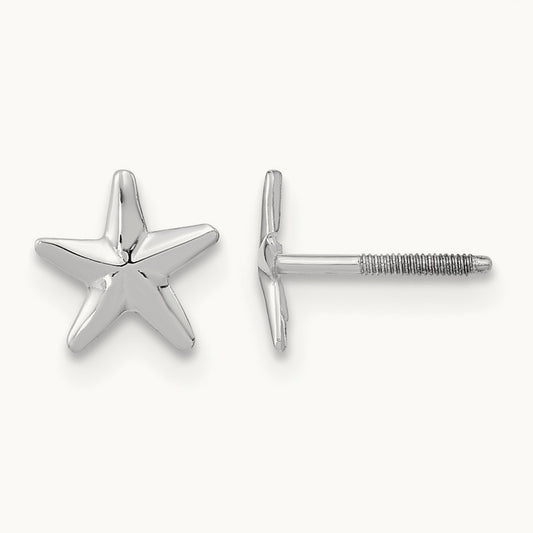 Madi K Screwback Star Post Earrings, 14K White Gold