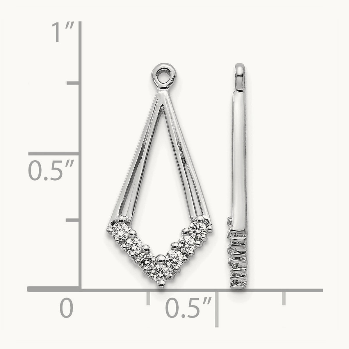 AA Diamond Shaped Diamond Earring Jacket, 14K White Gold