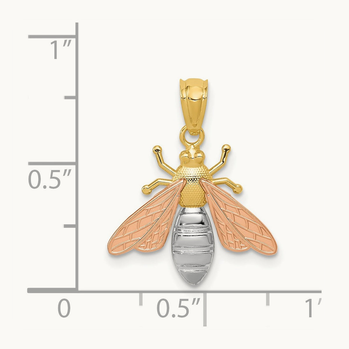 Polished Bee Pendant — 14K Two-Tone Gold, 20.4mm