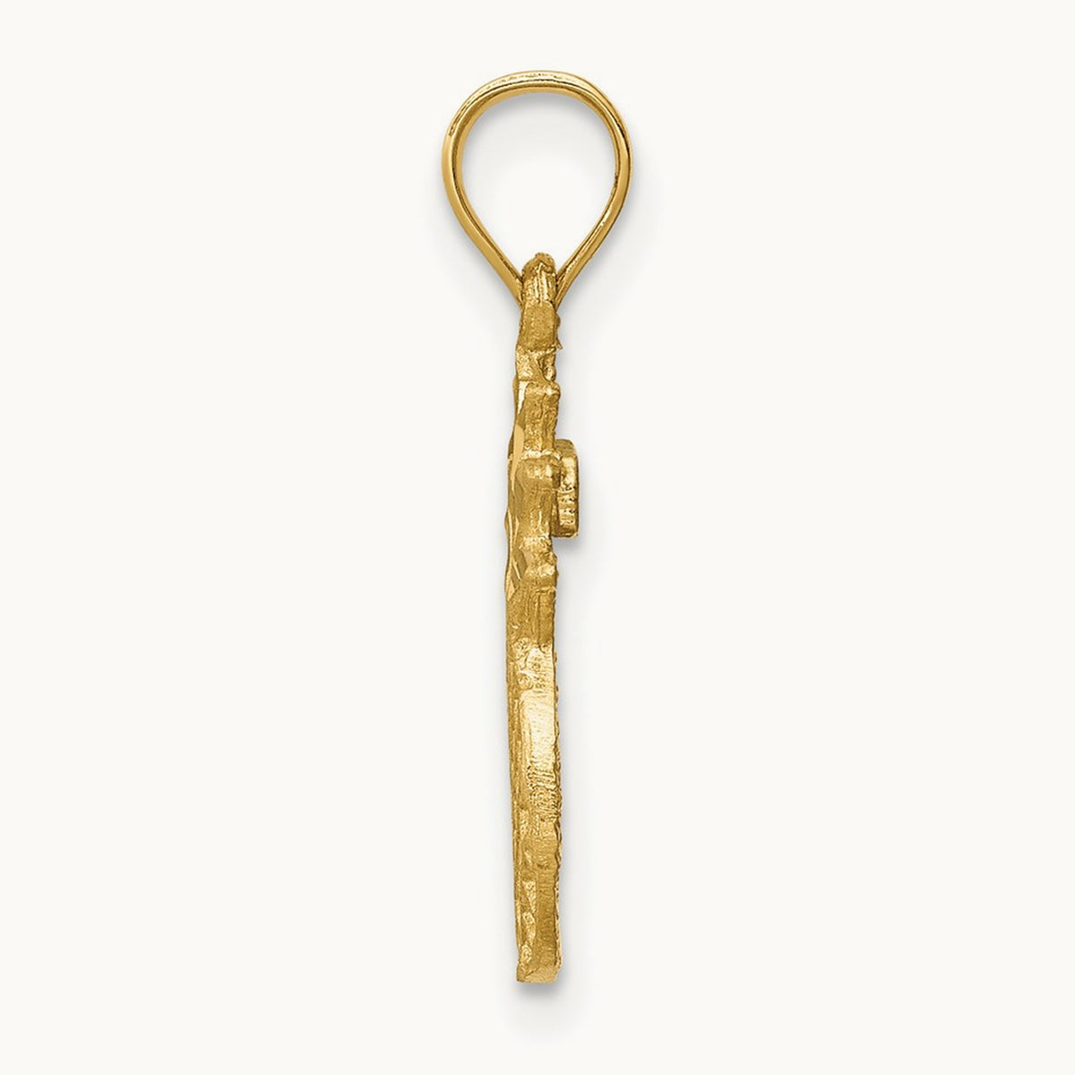Brushed & Diamond-cut Pineapple Pendant, 14K