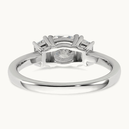 Cushion & 1/2 Moon Engagement Ring, 1.25-3.75 ct tw Lab-Grown Diamond — 1 3/8 ct, 14K White Gold