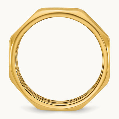 IB Goodman Men's Satin Octagonal Ring, 5.8mm — 14K Yellow Gold