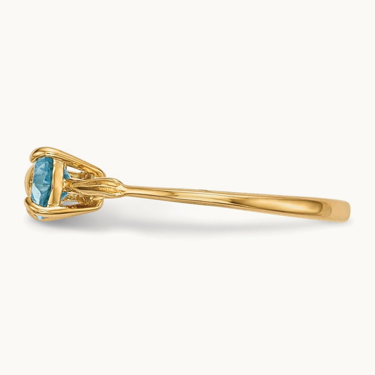 Polished Light Swiss Blue Topaz Bow Ring, 14K Gold