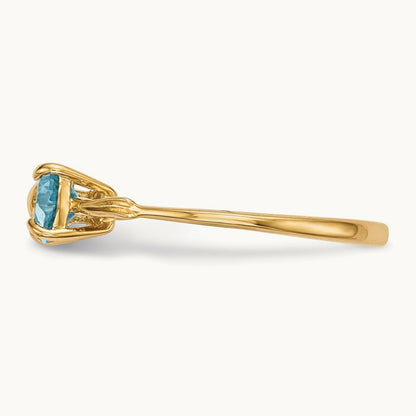 Polished Light Swiss Blue Topaz Bow Ring, 14K Gold