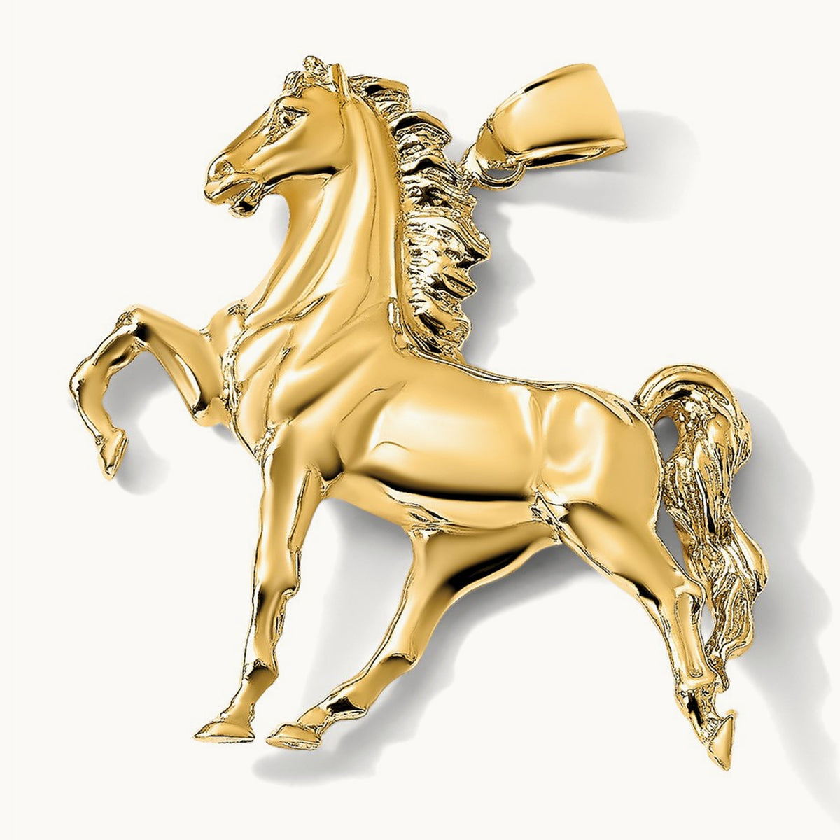 Solid Polished Open-Backed Horse Pendant, 14K
