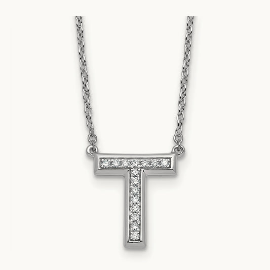 Initial T Necklace, 0.15 ct tw Lab-Grown Diamond