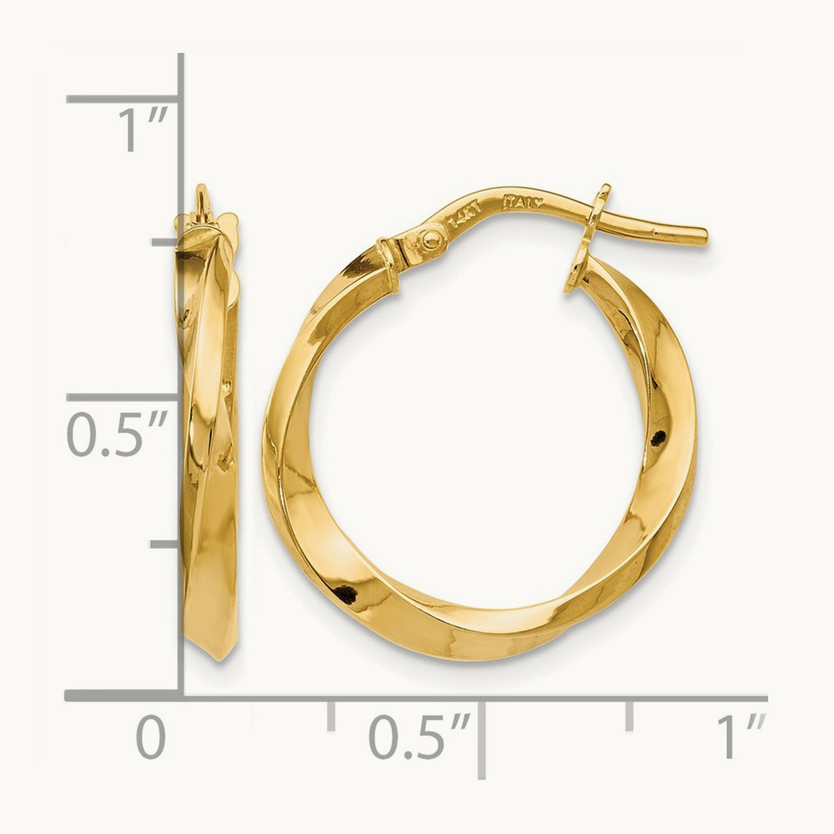 Polished Twisted Hoop Earrings, 14K — Leslie's